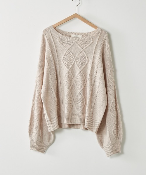 cepo（セポ）の「ケーブルクルーネックニット（ニット/セーター・レディース・ベージュ/オフホワイト/ミント/ラベンダー・M）」の2枚目の写真