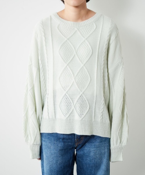 cepo（セポ）の「ケーブルクルーネックニット（ニット/セーター・レディース・ベージュ/オフホワイト/ミント/ラベンダー・M）」の19枚目の写真