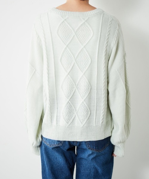 cepo（セポ）の「ケーブルクルーネックニット（ニット/セーター・レディース・ベージュ/オフホワイト/ミント/ラベンダー・M）」の9枚目の写真