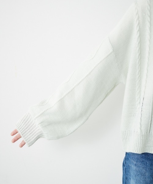 cepo（セポ）の「ケーブルクルーネックニット（ニット/セーター・レディース・ベージュ/オフホワイト/ミント/ラベンダー・M）」の15枚目の写真