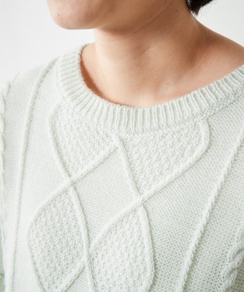 cepo（セポ）の「ケーブルクルーネックニット（ニット/セーター・レディース・ベージュ/オフホワイト/ミント/ラベンダー・M）」の16枚目の写真