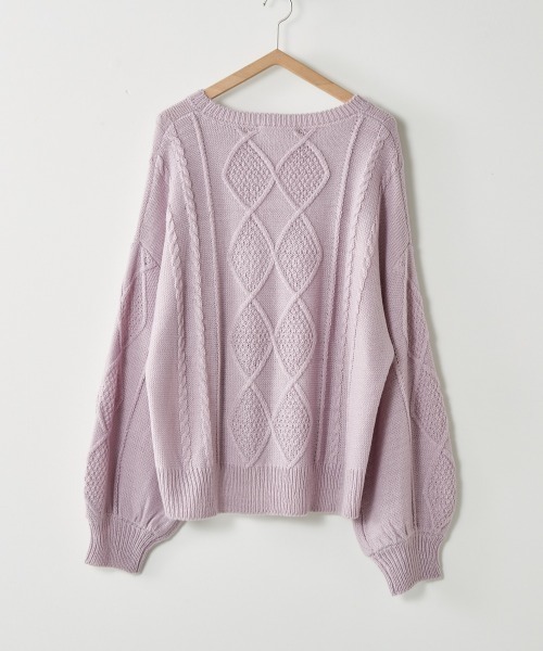 cepo（セポ）の「ケーブルクルーネックニット（ニット/セーター・レディース・ベージュ/オフホワイト/ミント/ラベンダー・M）」の7枚目の写真