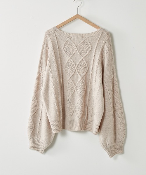 cepo（セポ）の「ケーブルクルーネックニット（ニット/セーター・レディース・ベージュ/オフホワイト/ミント/ラベンダー・M）」の14枚目の写真