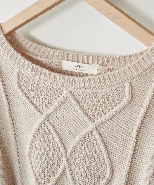 cepo（セポ）の「ケーブルクルーネックニット（ニット/セーター・レディース・ベージュ/オフホワイト/ミント/ラベンダー・M）」の6枚目の写真