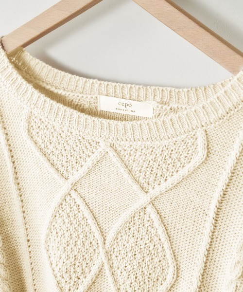 cepo（セポ）の「ケーブルクルーネックニット（ニット/セーター・レディース・ベージュ/オフホワイト/ミント/ラベンダー・M）」の5枚目の写真