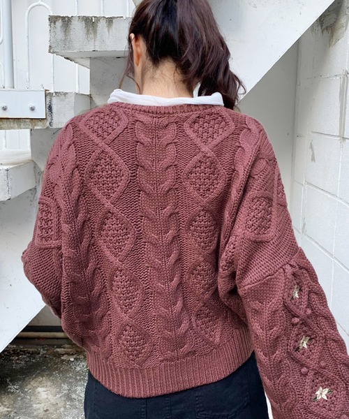 apres jour(アプレジュール)の「【2周年記念アイテム】ぽんぽん花刺繍ニット【ZOZOTOWN限定アイテム】(ニット/セーター・レディース・モカ/スモークピンク/ライトベージュ・フリー)」の6枚目の写真