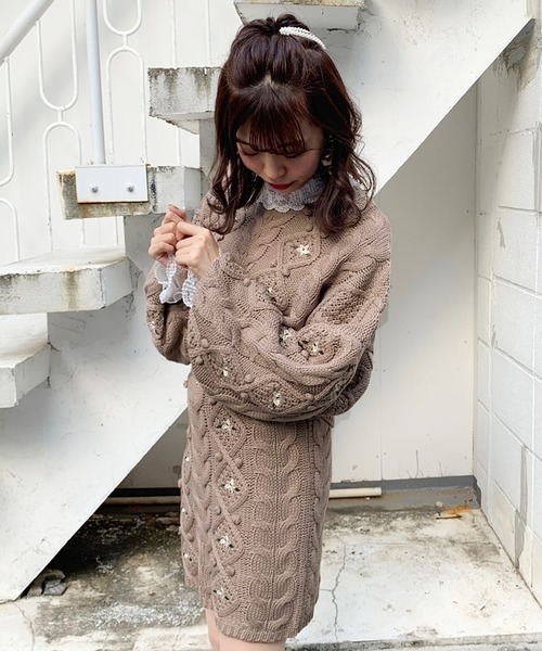 apres jour(アプレジュール)の「【2周年記念アイテム】ぽんぽん花刺繍ニット【ZOZOTOWN限定アイテム】(ニット/セーター・レディース・モカ/スモークピンク/ライトベージュ・フリー)」の19枚目の写真