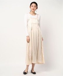 サテンサイドプリーツキャミソールワンピース