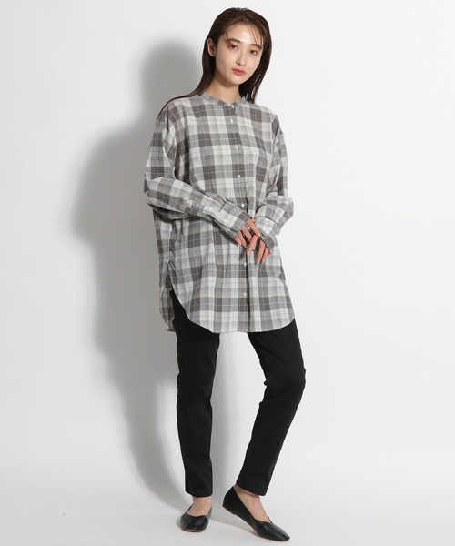 niko and...（ニコアンド）の「TONEラメチェックスタンドロングシャツ（シャツ/ブラウス・レディース・ブラック/ベージュ/グレー/チャコール・MEDIUM/LARGE）」の11枚目の写真