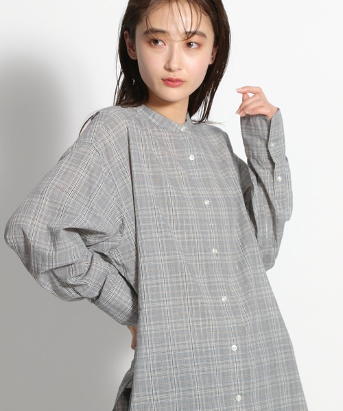 niko and...（ニコアンド）の「TONEラメチェックスタンドロングシャツ（シャツ/ブラウス・レディース・ブラック/ベージュ/グレー/チャコール・MEDIUM/LARGE）」の9枚目の写真