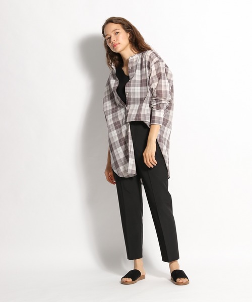 niko and...（ニコアンド）の「TONEラメチェックスタンドロングシャツ（シャツ/ブラウス・レディース・ブラック/ベージュ/グレー/チャコール・MEDIUM/LARGE）」の7枚目の写真