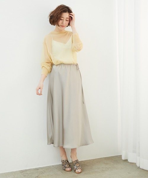 ROPE' PICNIC(ロペピクニック)の「サテンサイドリボンマーメイドスカート(スカート・レディース・ライトグレー/キャメル/オリーブ・38)」の5枚目の写真