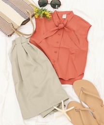 OSYAREVO（オシャレボ）の「【キッズ】ボウタイシャツ×ギャザーパンツ セットウェア（セットアップ）」