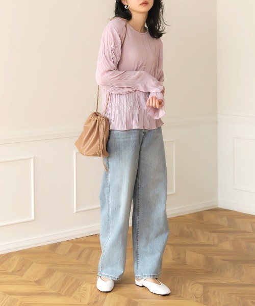 Bab(バブ)の「シフォンシアートップス/シースルーシャツブラウス/メロウ/ロングスリーブ(シャツ/ブラウス・レディース・アイボリー/ミント/ラベンダー・38)」の13枚目の写真