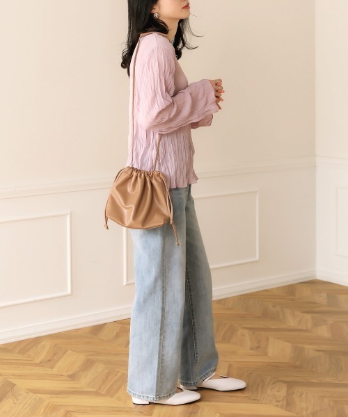 Bab(バブ)の「シフォンシアートップス/シースルーシャツブラウス/メロウ/ロングスリーブ(シャツ/ブラウス・レディース・アイボリー/ミント/ラベンダー・38)」の4枚目の写真