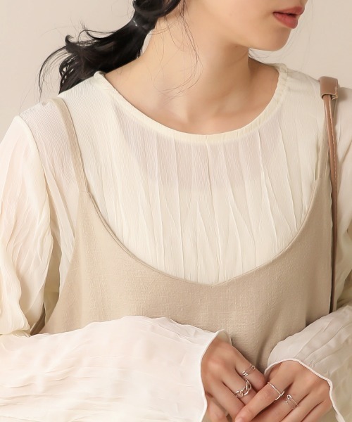 Bab(バブ)の「シフォンシアートップス/シースルーシャツブラウス/メロウ/ロングスリーブ(シャツ/ブラウス・レディース・アイボリー/ミント/ラベンダー・38)」の5枚目の写真