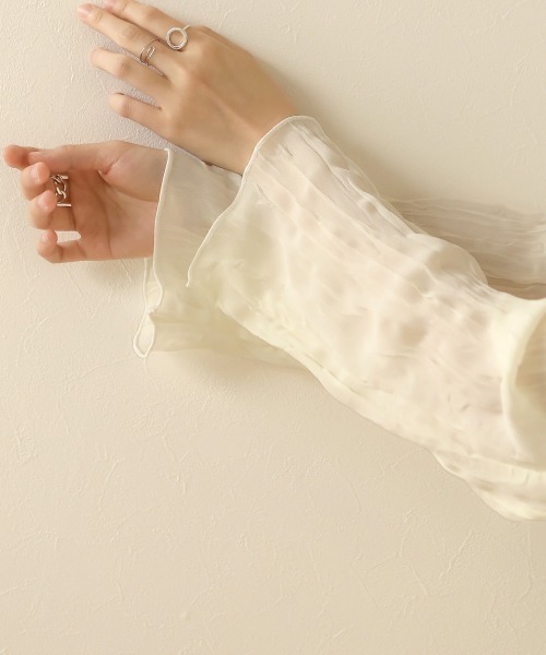 Bab(バブ)の「シフォンシアートップス/シースルーシャツブラウス/メロウ/ロングスリーブ(シャツ/ブラウス・レディース・アイボリー/ミント/ラベンダー・38)」の21枚目の写真