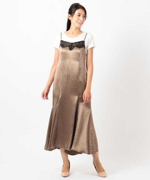 TOCCA(トッカ)の「【TOCCA LAVENDER】Lace Satin Cami Dress ドレス(ワンピース・レディース・ダークブラウン系/ダークグリーン系・F)」の3枚目の写真