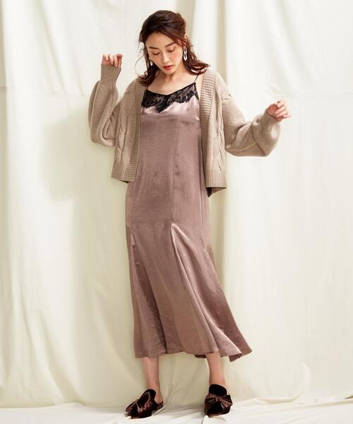 TOCCA(トッカ)の「【TOCCA LAVENDER】Lace Satin Cami Dress ドレス(ワンピース・レディース・ダークブラウン系/ダークグリーン系・F)」の5枚目の写真