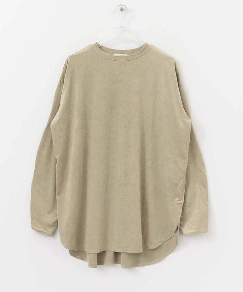 LAATO(ラート)の「SHINY LONG T-SHIRTS(Tシャツ/カットソー・レディース・ベージュ/ブラウン/オフホワイト・FREE)」の1枚目の写真