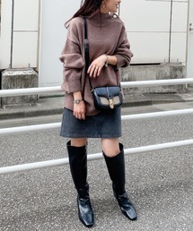 ハイウエストカラー台形スカート