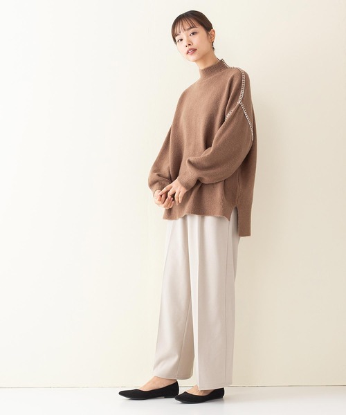 INNOCENT BLUE(イノセントブルー)の「【INNOCENT BLUE/イノセントブルー】ボトルネックステッチプルオーバーニット/セーター モックネック 配色のハンドステッチ(ニット/セーター・レディース・ライトグレー/ブラック/ブラウン/アイボリー・MEDIUM)」の21枚目の写真