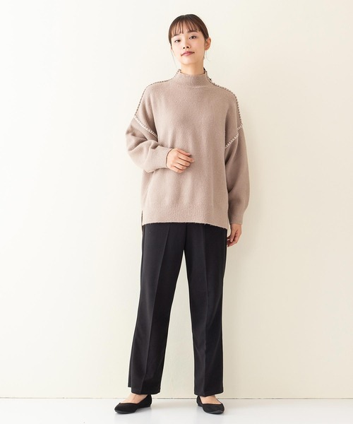 INNOCENT BLUE(イノセントブルー)の「【INNOCENT BLUE/イノセントブルー】ボトルネックステッチプルオーバーニット/セーター モックネック 配色のハンドステッチ(ニット/セーター・レディース・ライトグレー/ブラック/ブラウン/アイボリー・MEDIUM)」の16枚目の写真