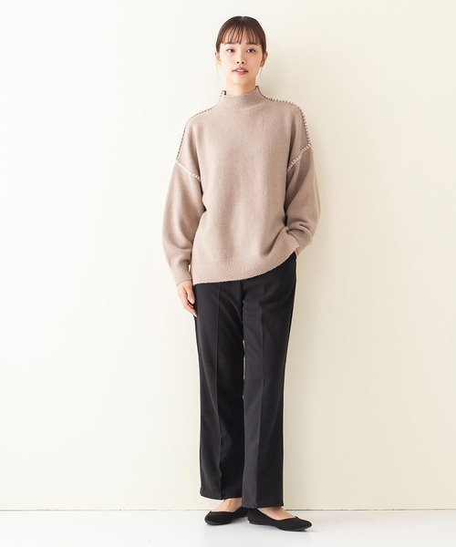 INNOCENT BLUE(イノセントブルー)の「【INNOCENT BLUE/イノセントブルー】ボトルネックステッチプルオーバーニット/セーター モックネック 配色のハンドステッチ(ニット/セーター・レディース・ライトグレー/ブラック/ブラウン/アイボリー・MEDIUM)」の17枚目の写真