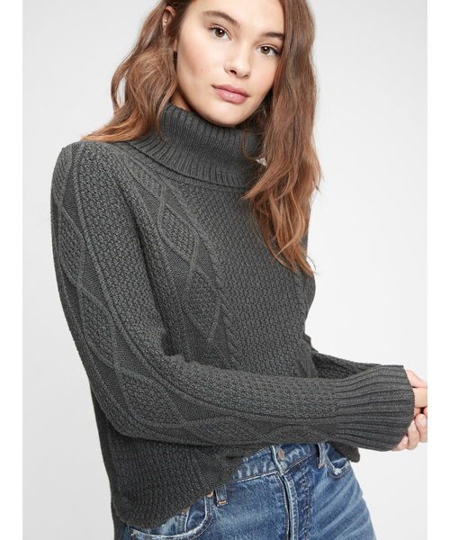 ギャップ セーター トップス ケーブルニット ハイネック キッズ 男の子用 160サイズ グレー GAP GAP（ギャップ）の「ケーブルニット タートルネック セーター（ニット
