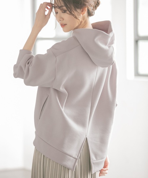 GLOBAL WORK（グローバルワーク）の「ハンサム美人スリットパーカー/926121（パーカー・レディース・ブルー/アイボリー/スミクロ/ブラウン系その他/グレイッシュベージュ/ラベンダー・MEDIUM/LARGE）」の4枚目の写真