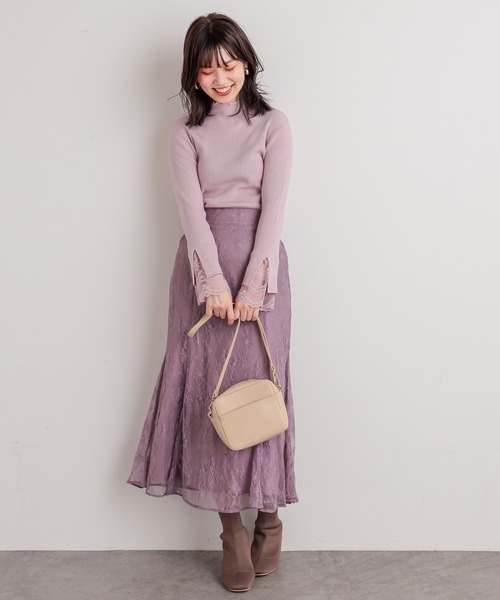 natural couture(ナチュラルクチュール)の「【WEB限定】osonoレーススカート(スカート・レディース・カーキ/サックスブルー/モカ/ラベンダー/ライトベージュ・FREE)」の10枚目の写真