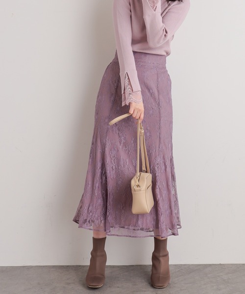 natural couture(ナチュラルクチュール)の「【WEB限定】osonoレーススカート(スカート・レディース・カーキ/サックスブルー/モカ/ラベンダー/ライトベージュ・FREE)」の19枚目の写真