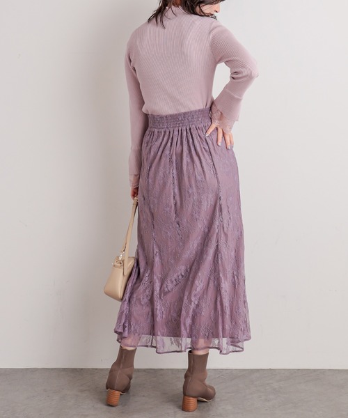 natural couture(ナチュラルクチュール)の「【WEB限定】osonoレーススカート(スカート・レディース・カーキ/サックスブルー/モカ/ラベンダー/ライトベージュ・FREE)」の15枚目の写真
