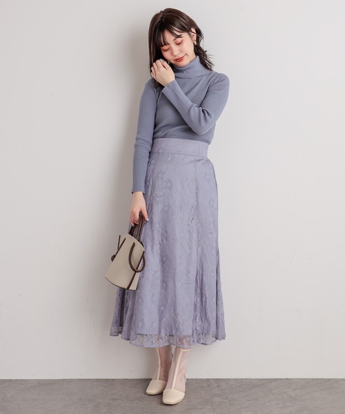 natural couture(ナチュラルクチュール)の「【WEB限定】osonoレーススカート(スカート・レディース・カーキ/サックスブルー/モカ/ラベンダー/ライトベージュ・FREE)」の14枚目の写真