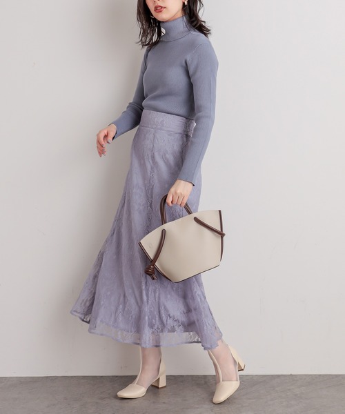 natural couture(ナチュラルクチュール)の「【WEB限定】osonoレーススカート(スカート・レディース・カーキ/サックスブルー/モカ/ラベンダー/ライトベージュ・FREE)」の18枚目の写真