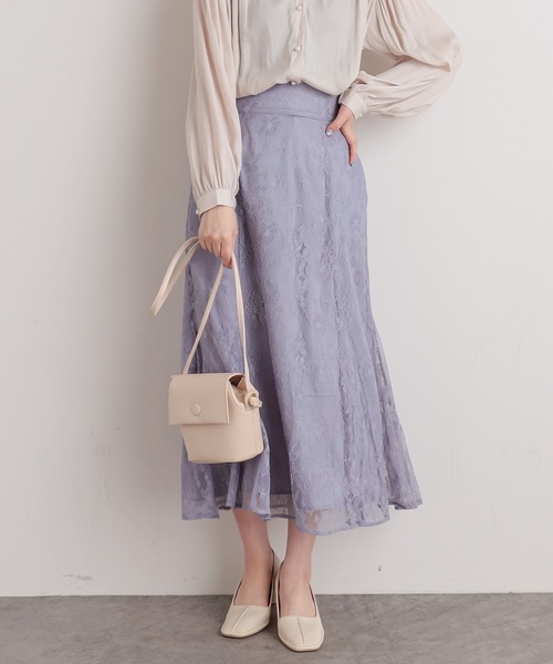natural couture(ナチュラルクチュール)の「【WEB限定】osonoレーススカート(スカート・レディース・カーキ/サックスブルー/モカ/ラベンダー/ライトベージュ・FREE)」の9枚目の写真