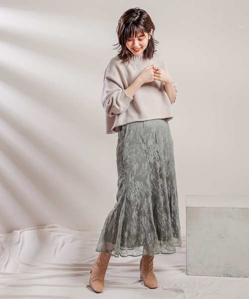 natural couture(ナチュラルクチュール)の「【WEB限定】osonoレーススカート(スカート・レディース・カーキ/サックスブルー/モカ/ラベンダー/ライトベージュ・FREE)」の13枚目の写真