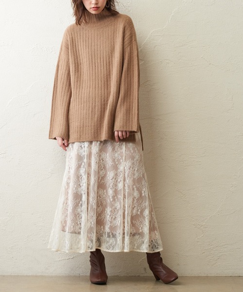 natural couture(ナチュラルクチュール)の「【WEB限定】osonoレーススカート(スカート・レディース・カーキ/サックスブルー/モカ/ラベンダー/ライトベージュ・FREE)」の7枚目の写真