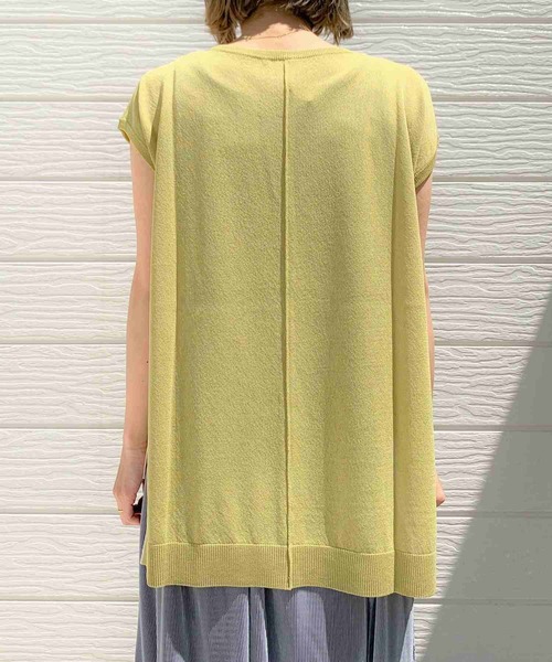 Q（キュー）の「配色メローフレンチニット（ニット/セーター・レディース・ブラック/ライトグリーン・MEDIUM）」の5枚目の写真