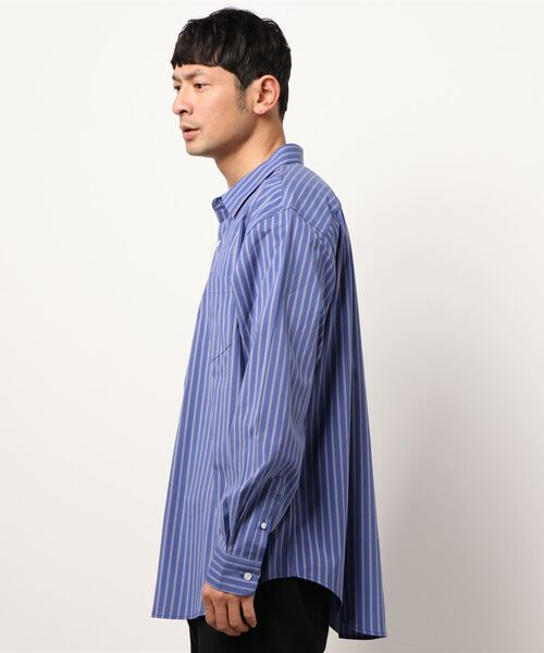 PLUS ONE（プラスワン）の「【PLUS ONE】ストライプブロードシャツ（シャツ/ブラウス・メンズ・ベージュ/ネイビー/グレー・M/L/XL）」の4枚目の写真