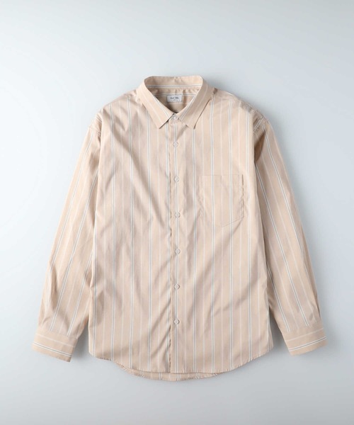 PLUS ONE（プラスワン）の「【PLUS ONE】ストライプブロードシャツ（シャツ/ブラウス・メンズ・ベージュ/ネイビー/グレー・M/L/XL）」の12枚目の写真