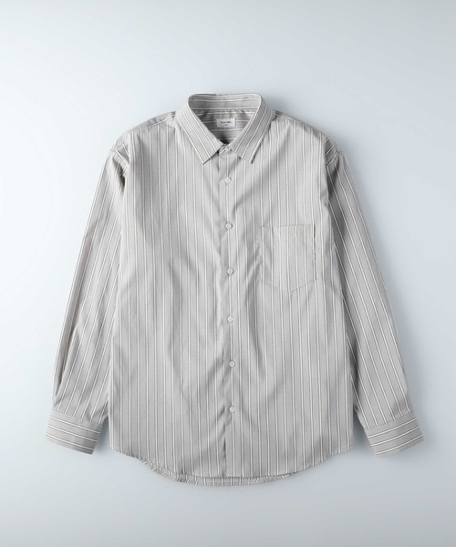 PLUS ONE（プラスワン）の「【PLUS ONE】ストライプブロードシャツ（シャツ/ブラウス・メンズ・ベージュ/ネイビー/グレー・M/L/XL）」の10枚目の写真