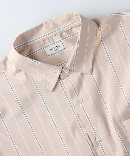 PLUS ONE（プラスワン）の「【PLUS ONE】ストライプブロードシャツ（シャツ/ブラウス・メンズ・ベージュ/ネイビー/グレー・M/L/XL）」の6枚目の写真