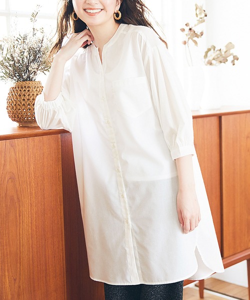 RANAN(ラナン)の「ロング丈シャツブラウス ビッグシルエット(シャツ/ブラウス・レディース・ブラック/オフホワイト/ブルー系その他/チェック・L/LL/M)」の1枚目の写真