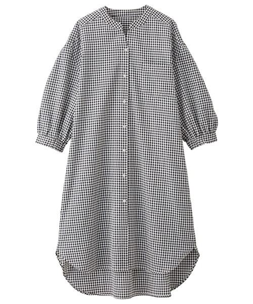 RANAN(ラナン)の「ロング丈シャツブラウス ビッグシルエット(シャツ/ブラウス・レディース・ブラック/オフホワイト/ブルー系その他/チェック・L/LL/M)」の9枚目の写真