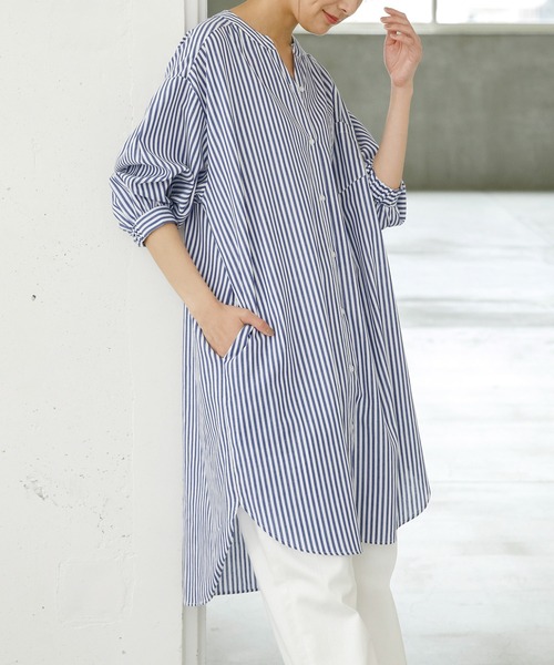 RANAN(ラナン)の「ロング丈シャツブラウス ビッグシルエット(シャツ/ブラウス・レディース・ブラック/オフホワイト/ブルー系その他/チェック・L/LL/M)」の13枚目の写真