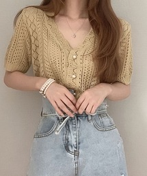 クロシェ編みカーディガン