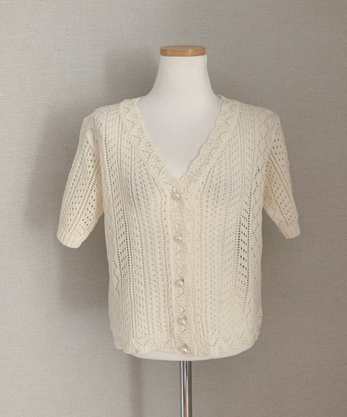 Girly Doll（ガーリードール）の「クロシェ編みカーディガン（カーディガン/ボレロ・レディース・ホワイト/レッド/ネイビー/キャメル/ブラック/グレー/ベージュ・FREE）」の10枚目の写真