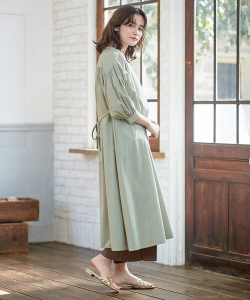 ANY SIS(エニィスィス)の「【L'aube】コットンレーヨンカフタン ワンピース(シャツワンピース・レディース・ネイビー系/ライトグリーン系・4)」の9枚目の写真