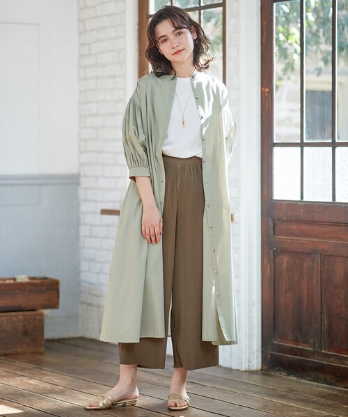 ANY SIS(エニィスィス)の「【L'aube】コットンレーヨンカフタン ワンピース(シャツワンピース・レディース・ネイビー系/ライトグリーン系・4)」の3枚目の写真